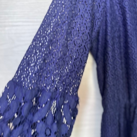 Lane Bryant Blue Lace Feminine Party Holiday Dress with Bell Sleeves Size 16 - Picture 5 of 16